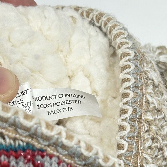 Muklucks A La Mode Slippers Shoes Beige Size Medium 7-8 Women's Knit Aztec - Picture 9 of 11